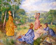 Pierre-Auguste Renoir Young Ladies Playing Badminton oil painting reproduction